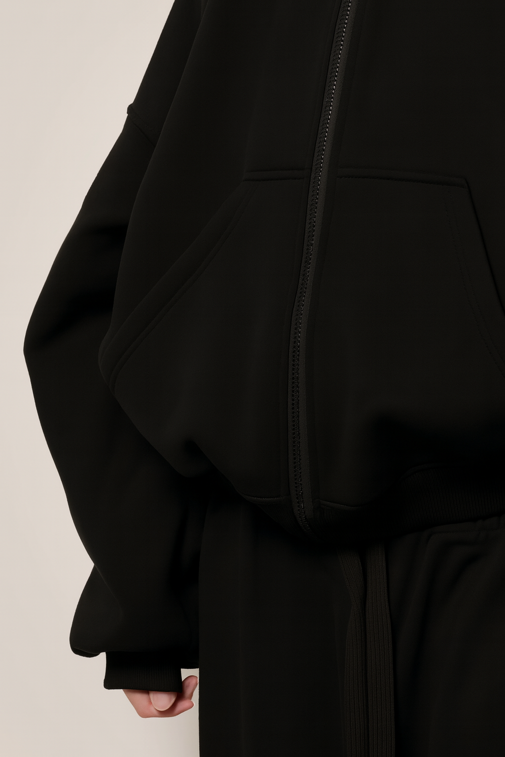 URBXN™ Oversized Black Full-Zip Hoodie – Streetwear Balaclava Style