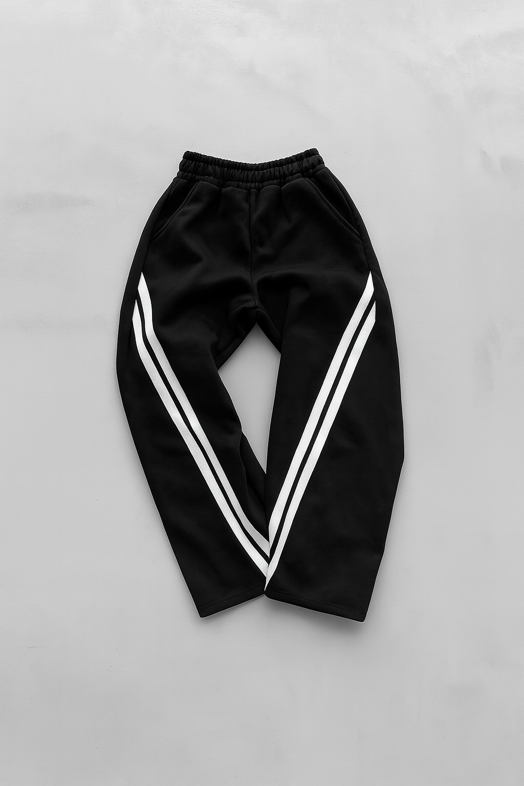 URBXN Black & White V-Stripe Track Pants – Streetwear Wide Leg Joggers