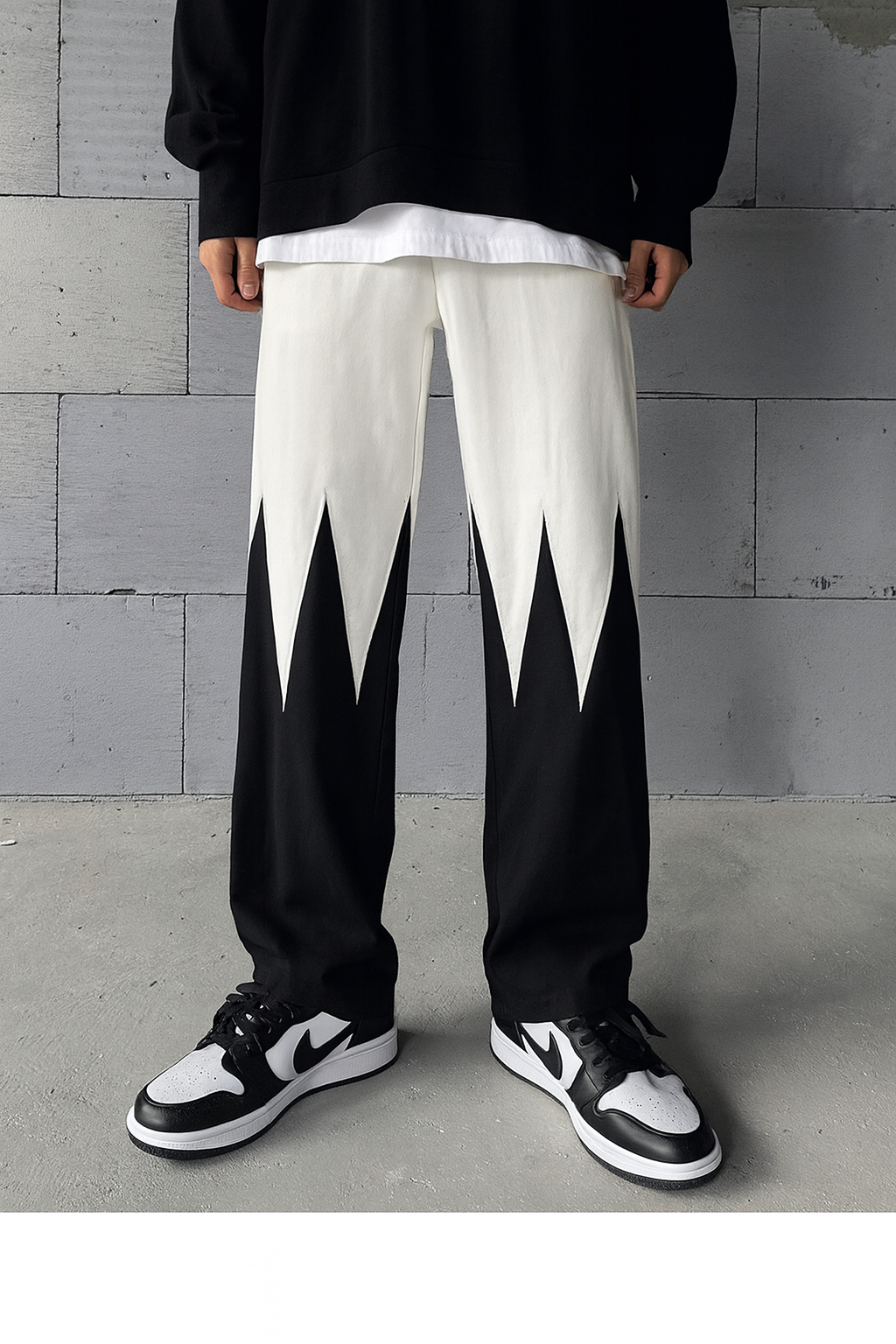 URBXN Black & White Gradient Pants – Y2K Baggy Streetwear Wide Leg Bottoms