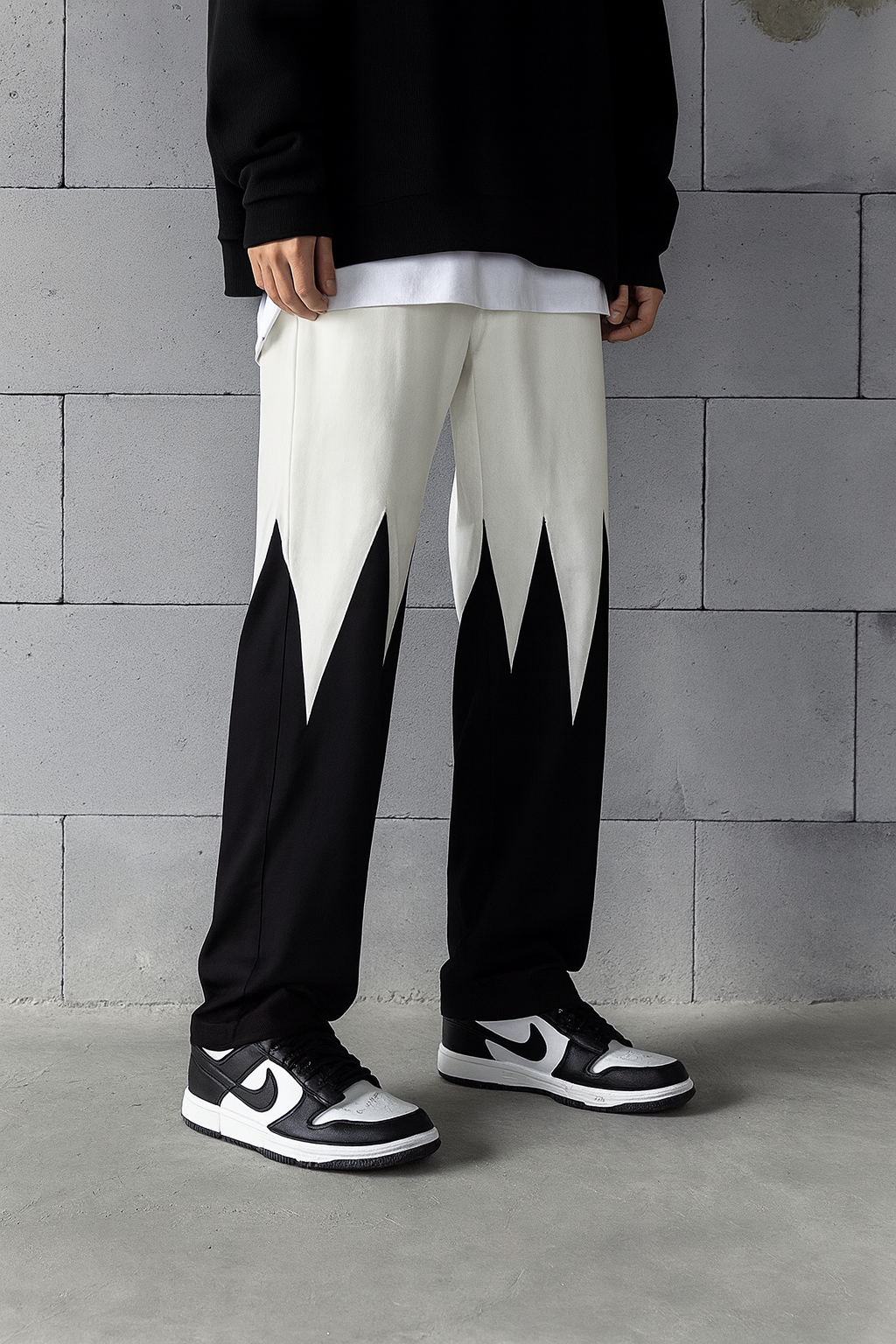 URBXN Black & White Gradient Pants – Y2K Baggy Streetwear Wide Leg Bottoms
