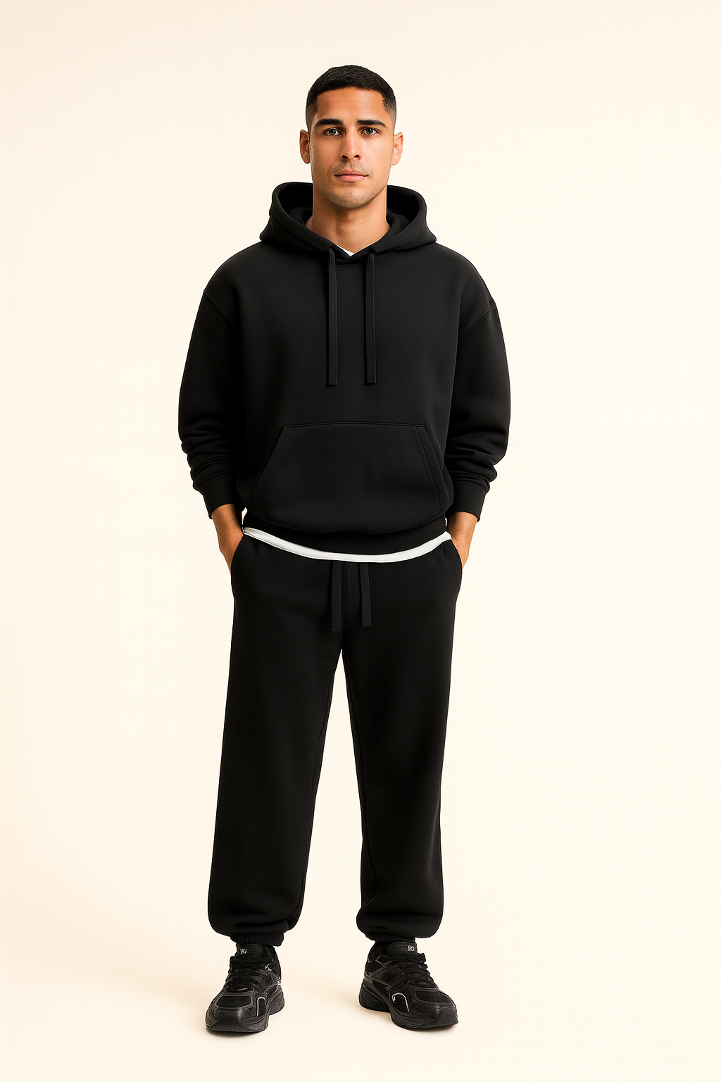 URBXN Premium Black Jogger Pants for Men | Relaxed Fit Sweatpants with Adjustable Waist & Pockets