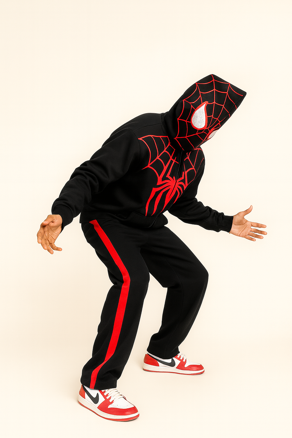 URBXN Spider-Man Inspired Black & Red Zip-Up Hoodie