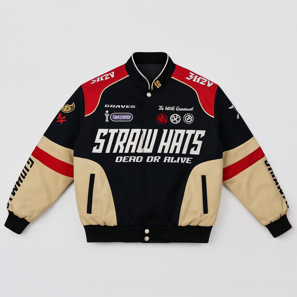 Straw Hats Racing Jacket – Anime Bomber Streetwear (One Piece Inspired)