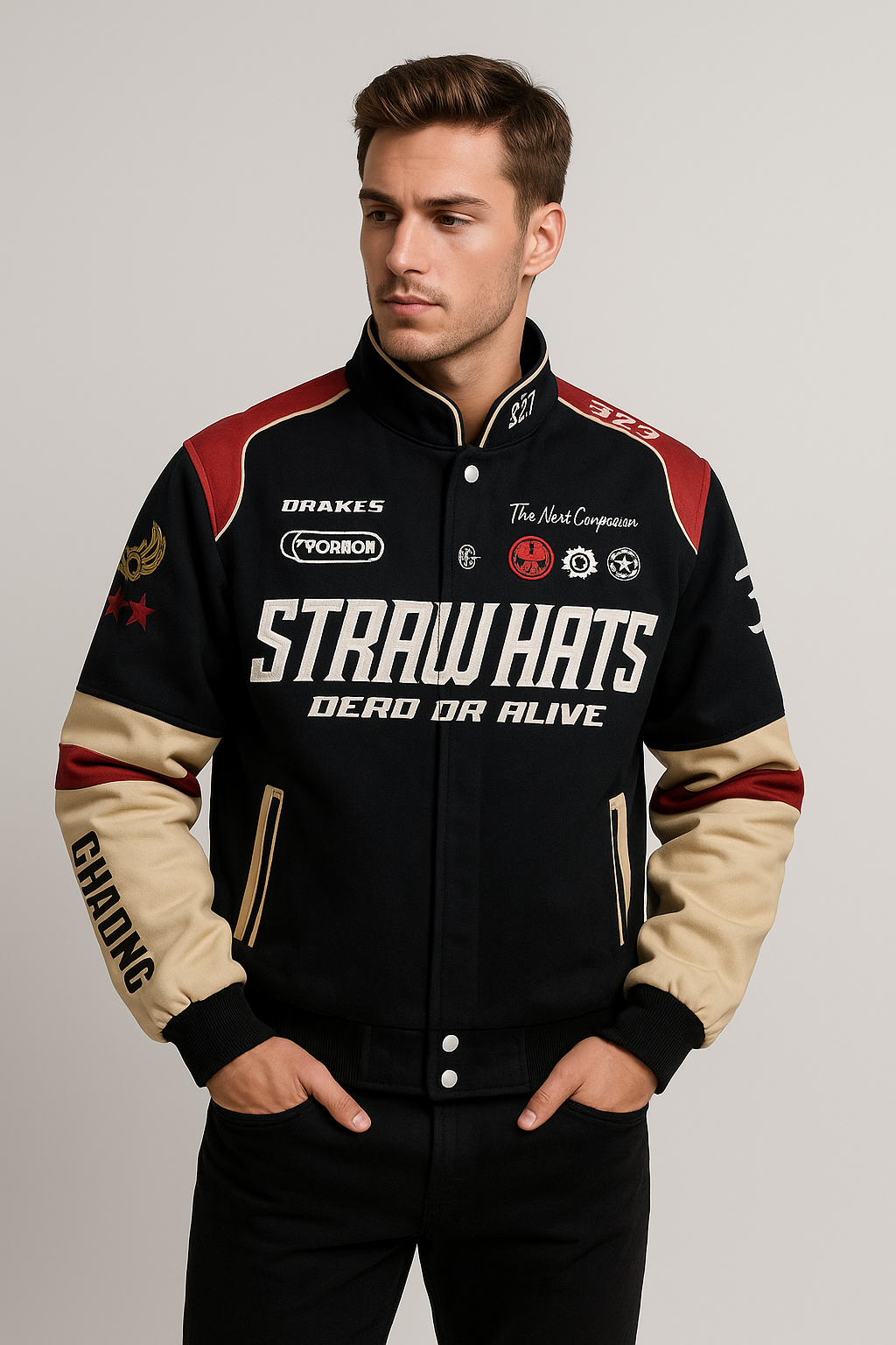 Straw Hats Racing Jacket – Anime Bomber Streetwear (One Piece Inspired)