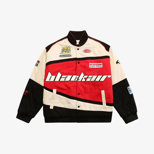Blackair Racing Jacket – Red, White & Black Motorsport Bomber