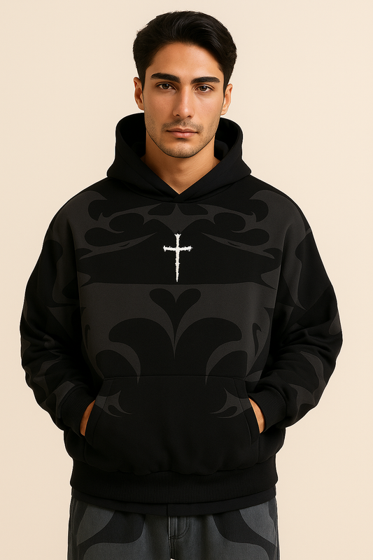 URBXN™ Tribal Depth Hoodie – Gothic Streetwear Oversized Hoodie