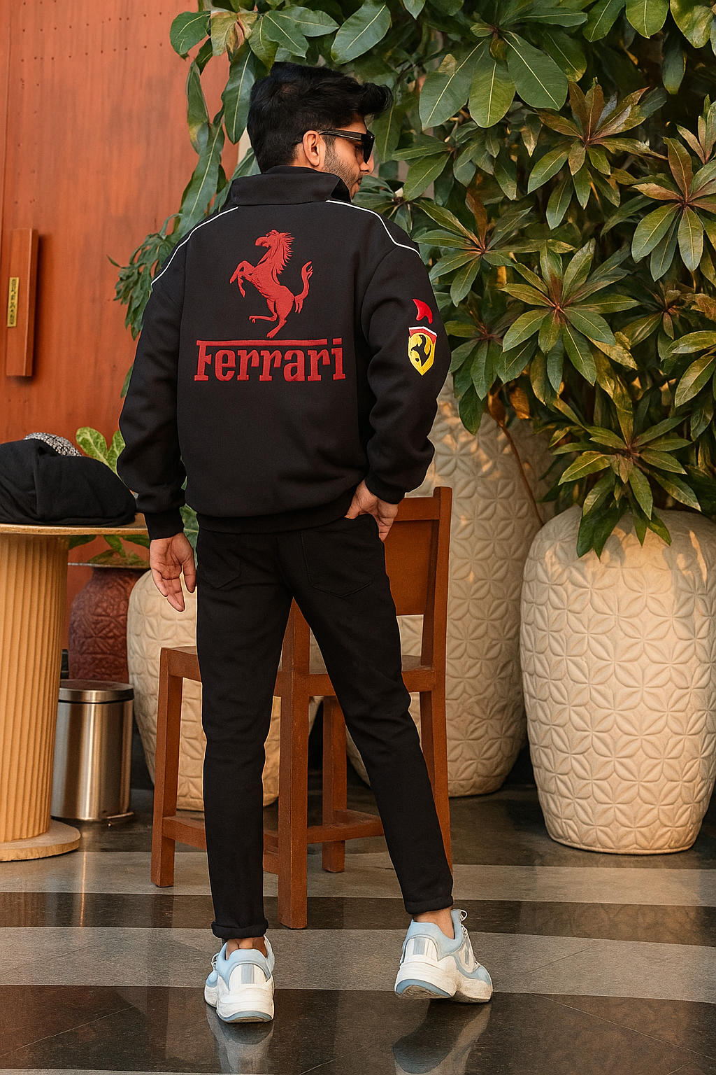 Ferrari Track Jacket – Black Red White | URBXN Streetwear