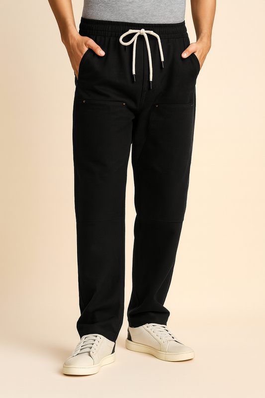 URBXN Black Relaxed Fit Joggers – Premium Streetwear Men’s Sweatpants with Drawstring Waist