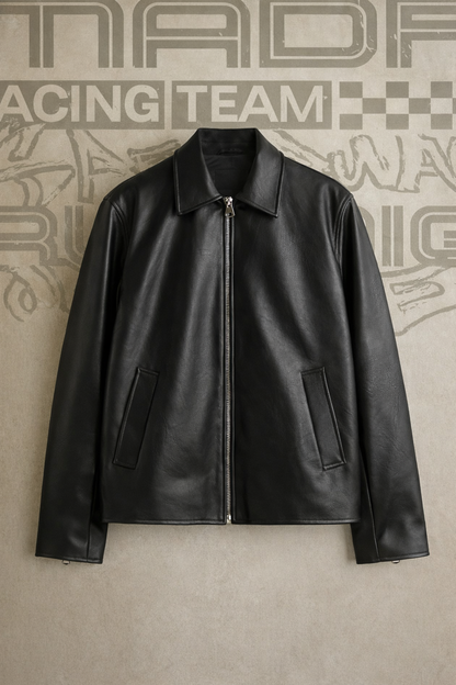 URBXN Black Street Leather Jacket — Premium Cropped Fit