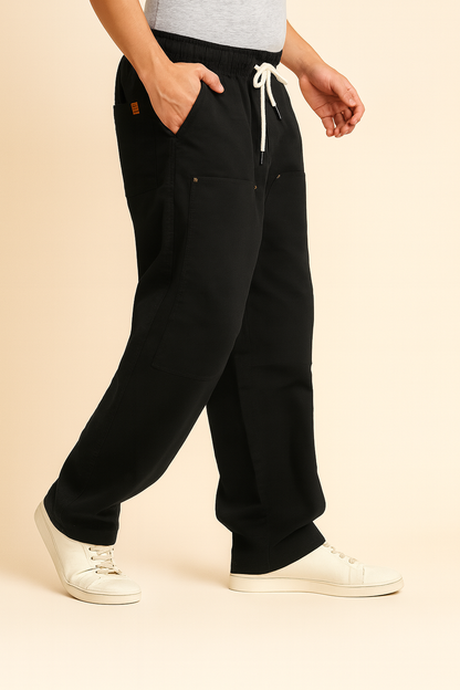 URBXN Black Relaxed Fit Joggers – Premium Streetwear Men’s Sweatpants with Drawstring Waist