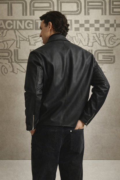 URBXN Black Street Leather Jacket — Premium Cropped Fit