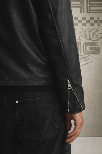 URBXN Black Street Leather Jacket — Premium Cropped Fit