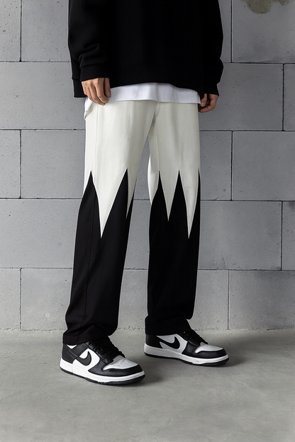 URBXN Black & White Gradient Pants – Y2K Baggy Streetwear Wide Leg Bottoms