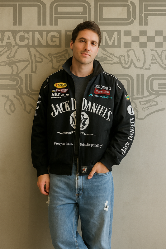 Jack Daniel’s Racing Bomber Jacket – Black Varsity Streetwear