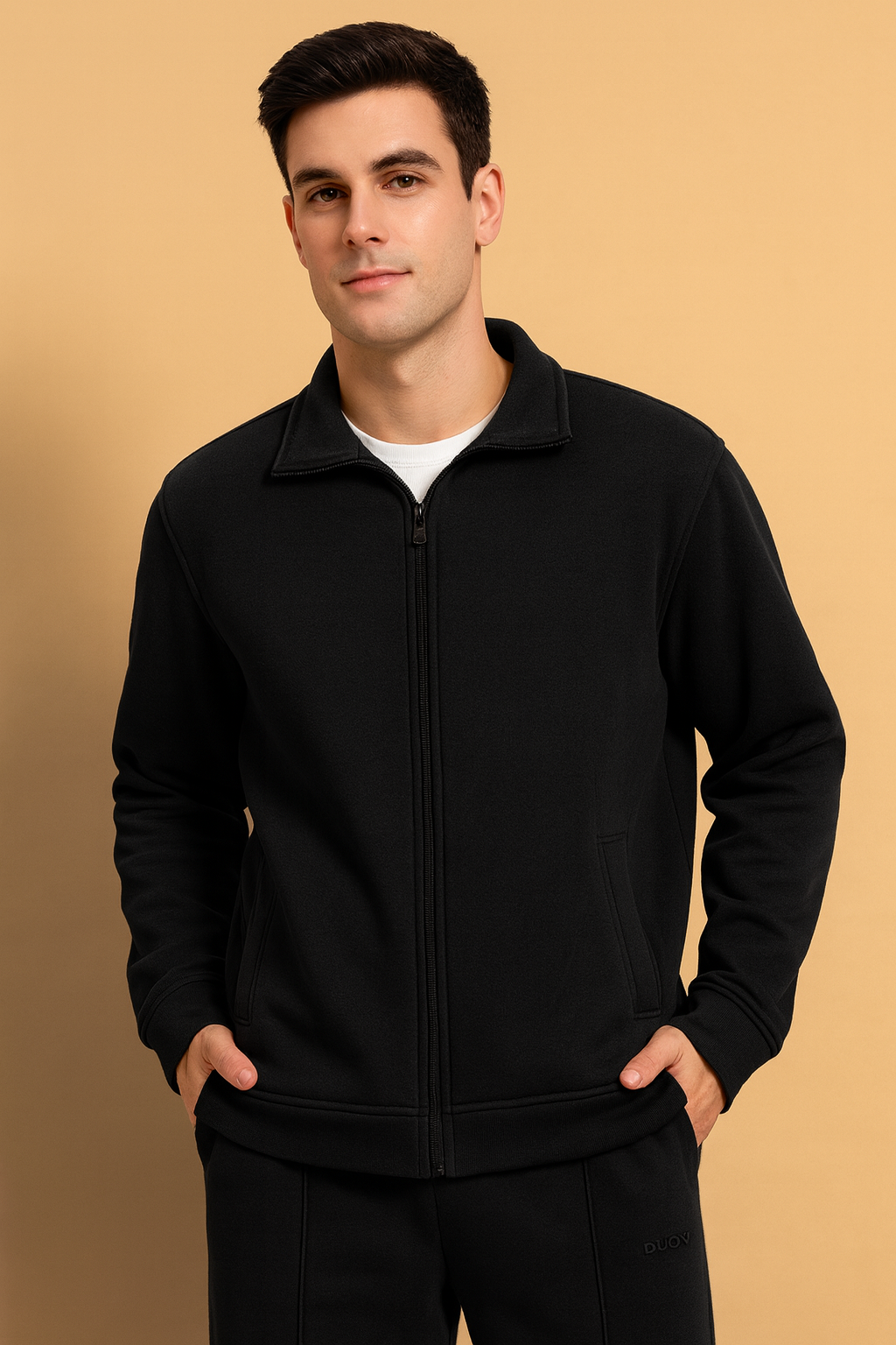 Minimalist Black Zip-Up Sweatshirt – Casual Streetwear Essential