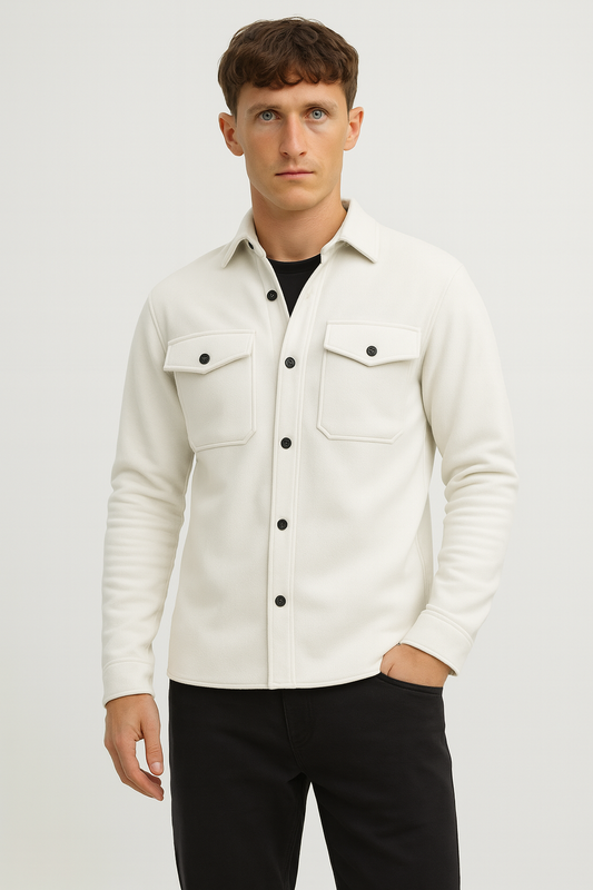 Minimalist White Overshirt Jacket – Casual Streetwear Layer