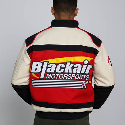 Blackair Racing Jacket – Red, White & Black Motorsport Bomber