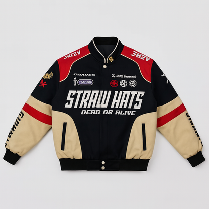Straw Hats Racing Jacket – Anime Bomber Streetwear (One Piece Inspired)