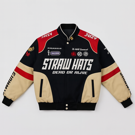 Straw Hats Racing Jacket – Anime Bomber Streetwear (One Piece Inspired)