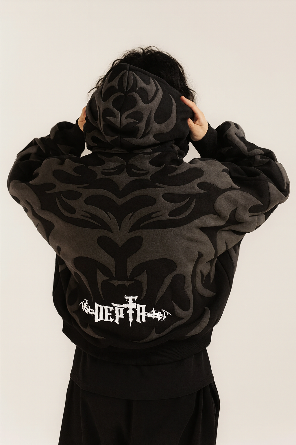 URBXN™ Tribal Depth Hoodie – Gothic Streetwear Oversized Hoodie