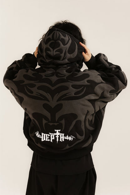 URBXN™ Tribal Depth Hoodie – Gothic Streetwear Oversized Hoodie