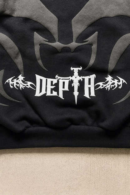 URBXN™ Tribal Depth Hoodie – Gothic Streetwear Oversized Hoodie
