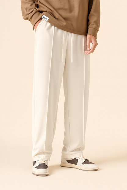 URBXN Men’s White Relaxed Fit Straight Joggers – Minimal Streetwear Track Pants