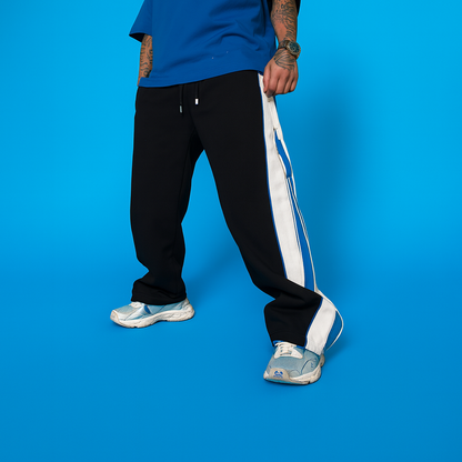 URBXN Black & Blue Zipper Track Pants – Streetwear Training Bottoms