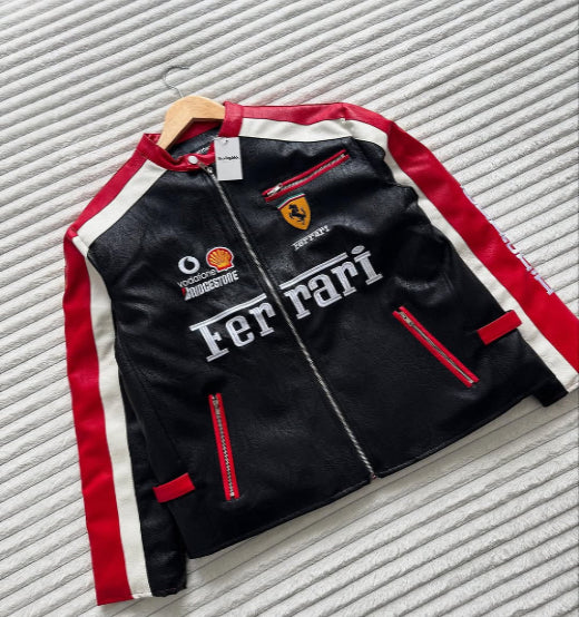 Ferrari Racing Jacket – Black & Red | Unisex Motorsport Streetwear