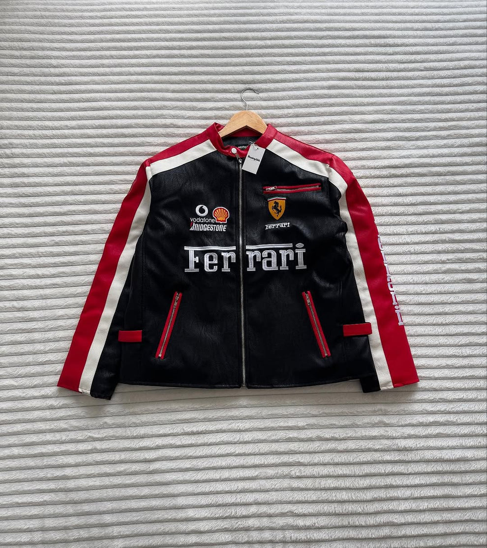 Ferrari Racing Jacket – Black & Red | Unisex Motorsport Streetwear