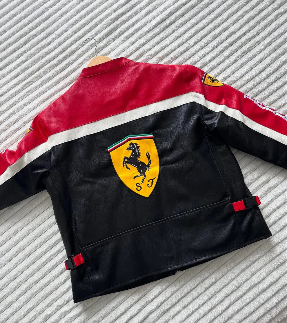 Ferrari Racing Jacket – Black & Red | Unisex Motorsport Streetwear