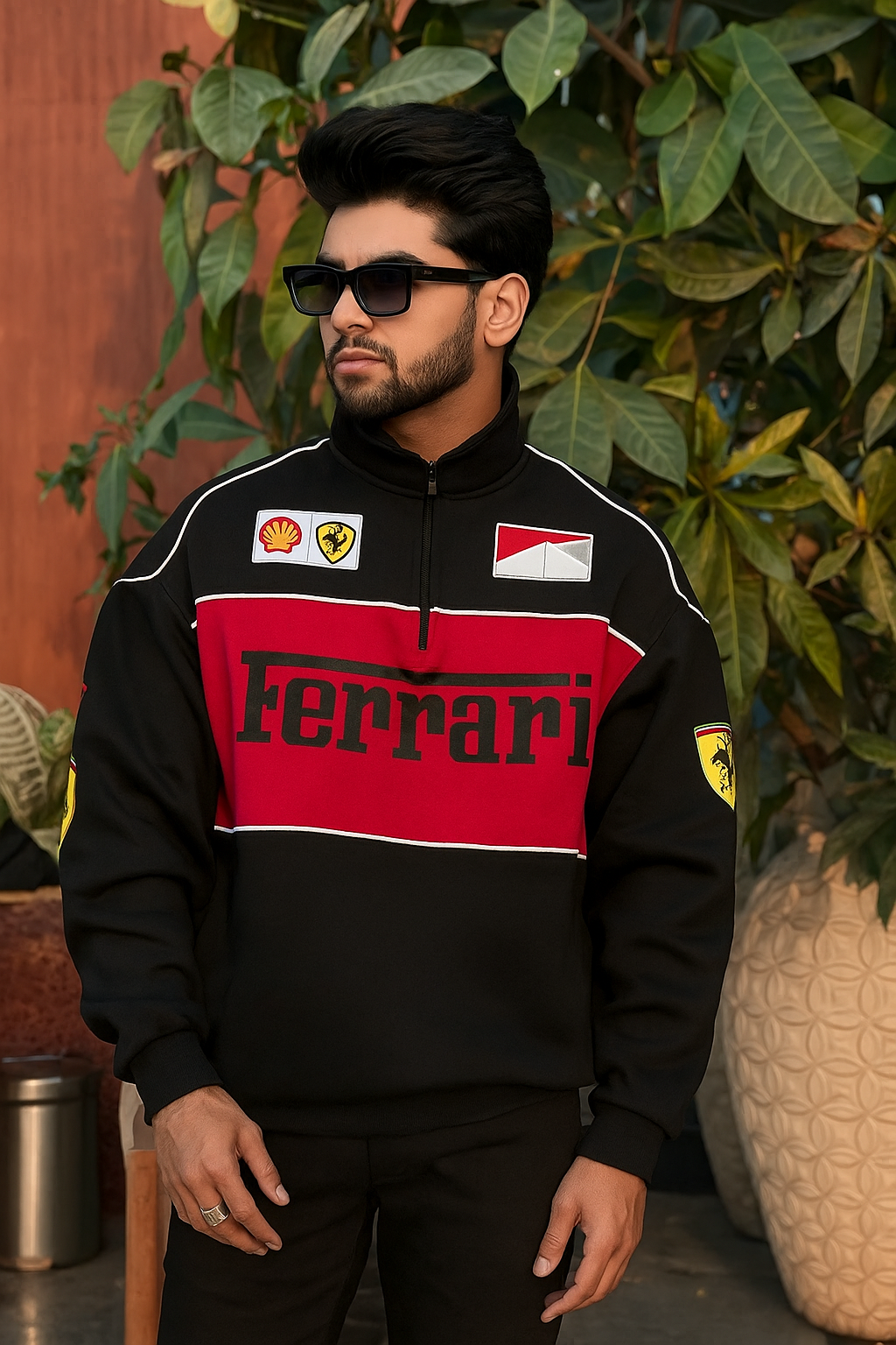 Ferrari Track Jacket – Black Red White | URBXN Streetwear