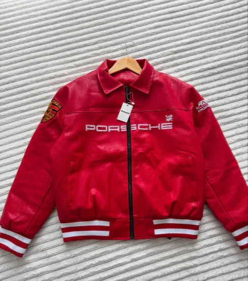 Red Porsche Varsity Jacket – Limited Edition Motorsport Streetwear | URBXN