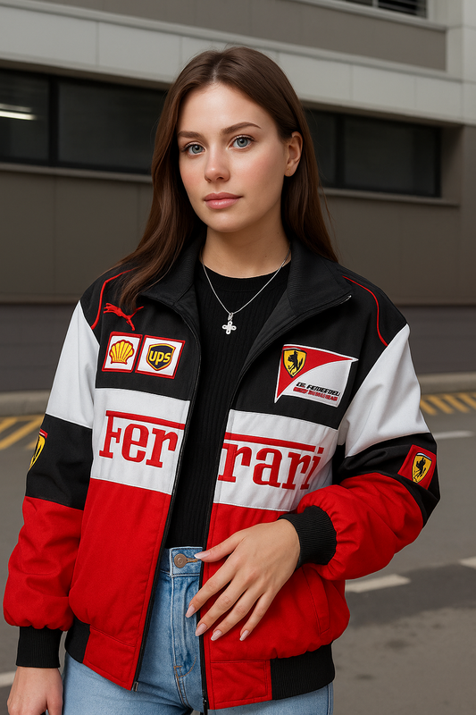 Ferrari Racing Jacket – Black Red White | URBXN