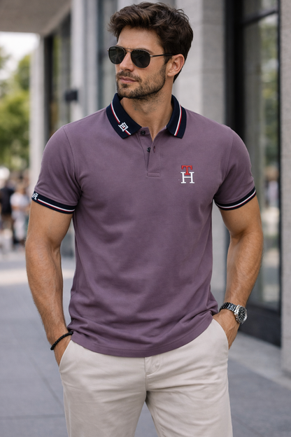 URBXN Mauve Purple Polo T-Shirt for Men – Premium Cotton | Slim Fit | Breathable Summer Wear