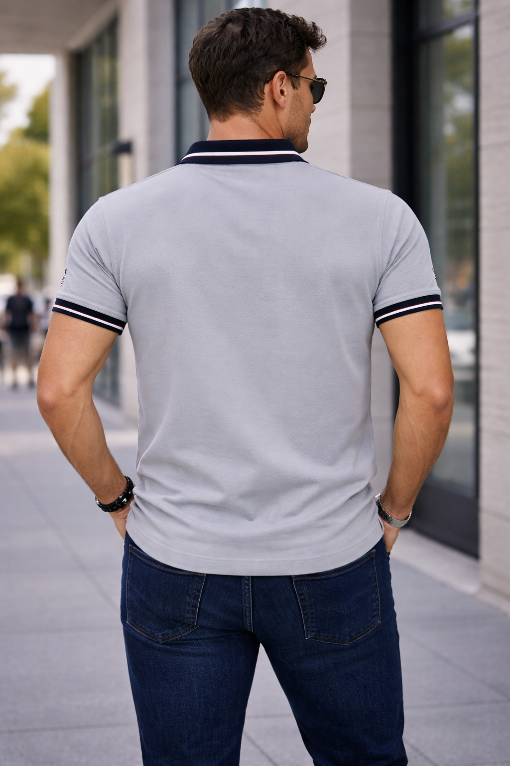 URBXN Light Grey Polo T-Shirt for Men – Premium Cotton | Slim Fit | Summer Breathable Wear