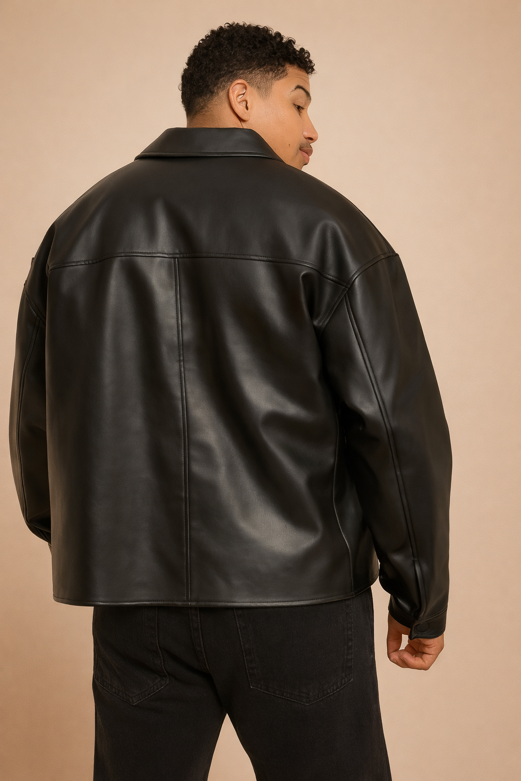 URBXN Black Faux Leather Jacket – Streetwear for the Bold