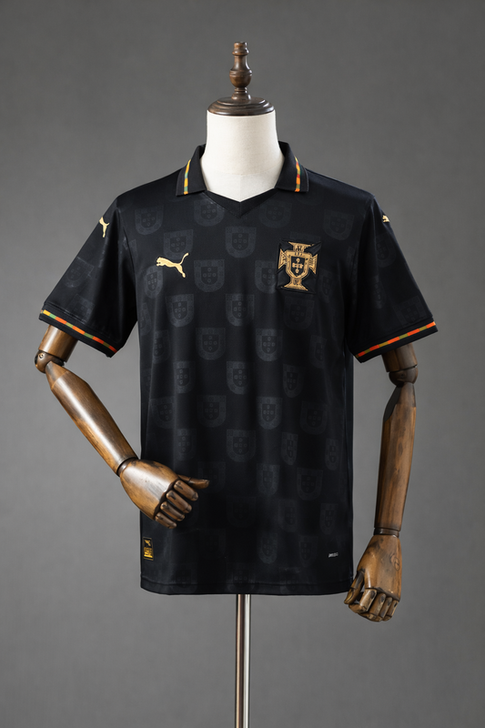 URBXN Black Portugal Premium Polo T-Shirt | Textured Streetwear Tee